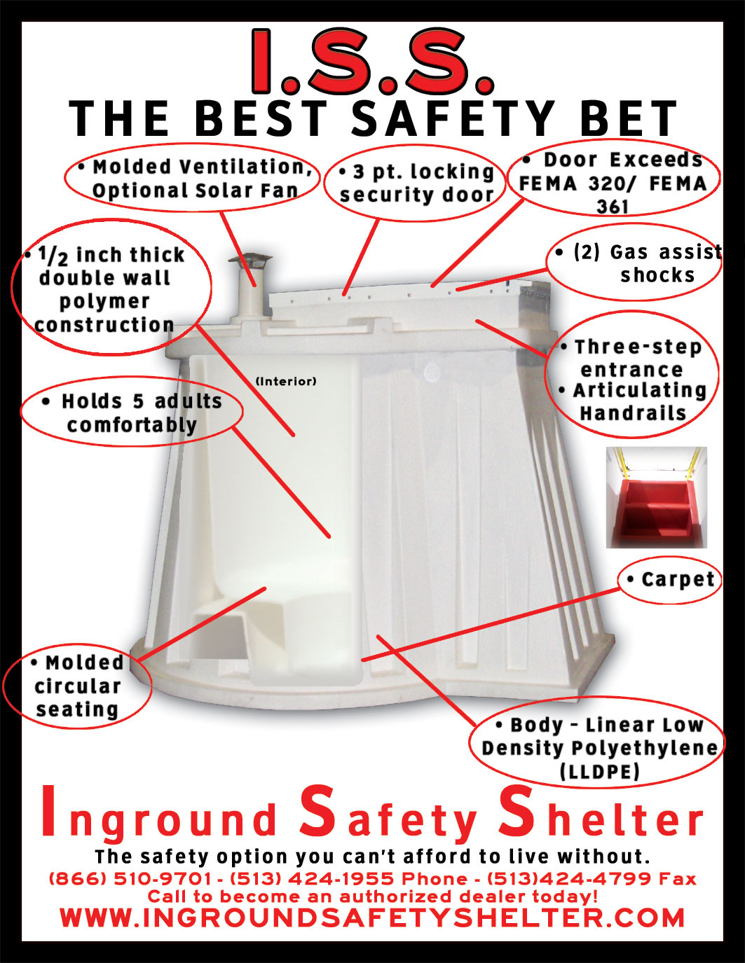 Tornado Shelter Features, Storm Shelter features, Granger ISS Features, amenities for a Storm Shelter